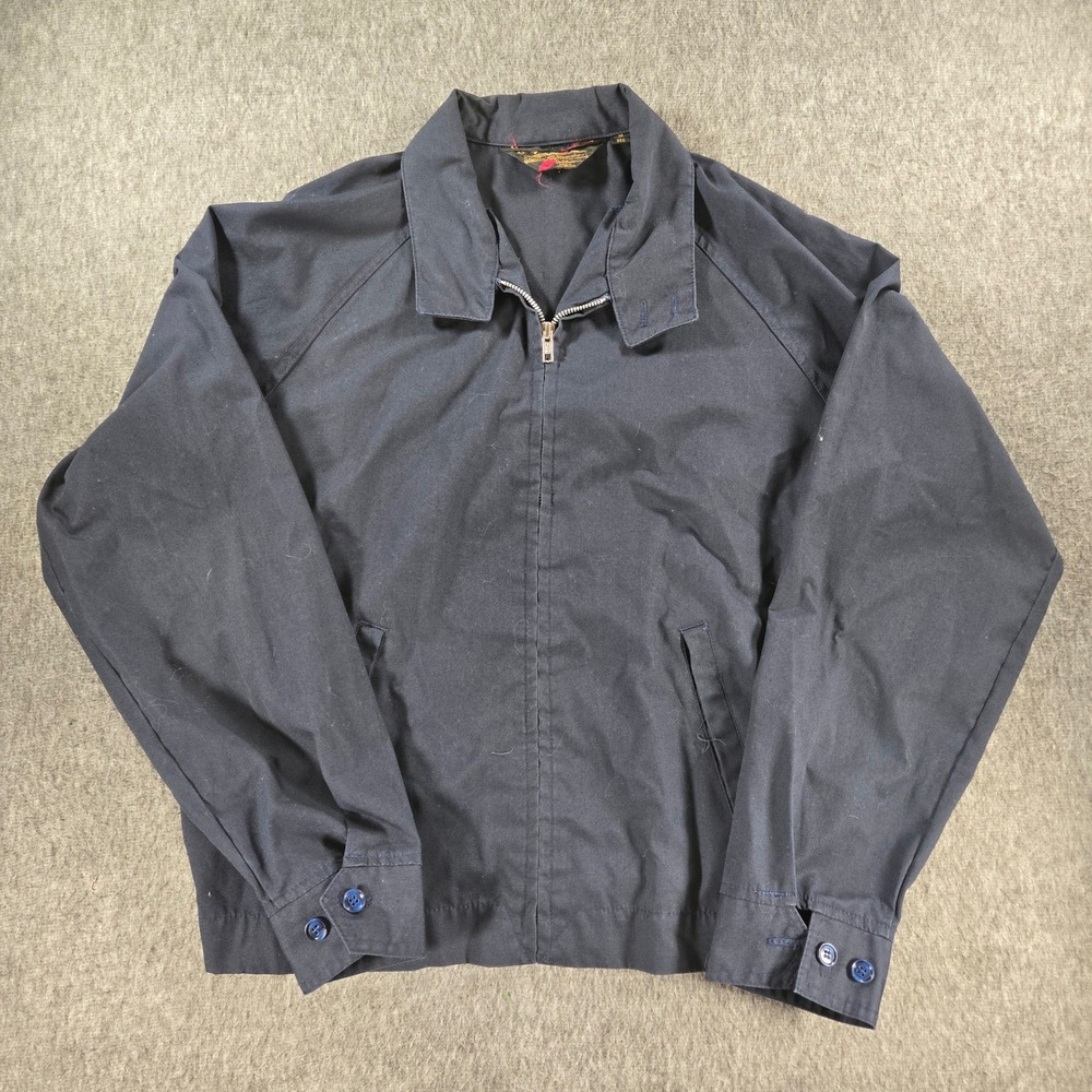 Vintage Sears Harrington Jacket Mens M Navy Blue Full Zip Workwear Retro Ricky